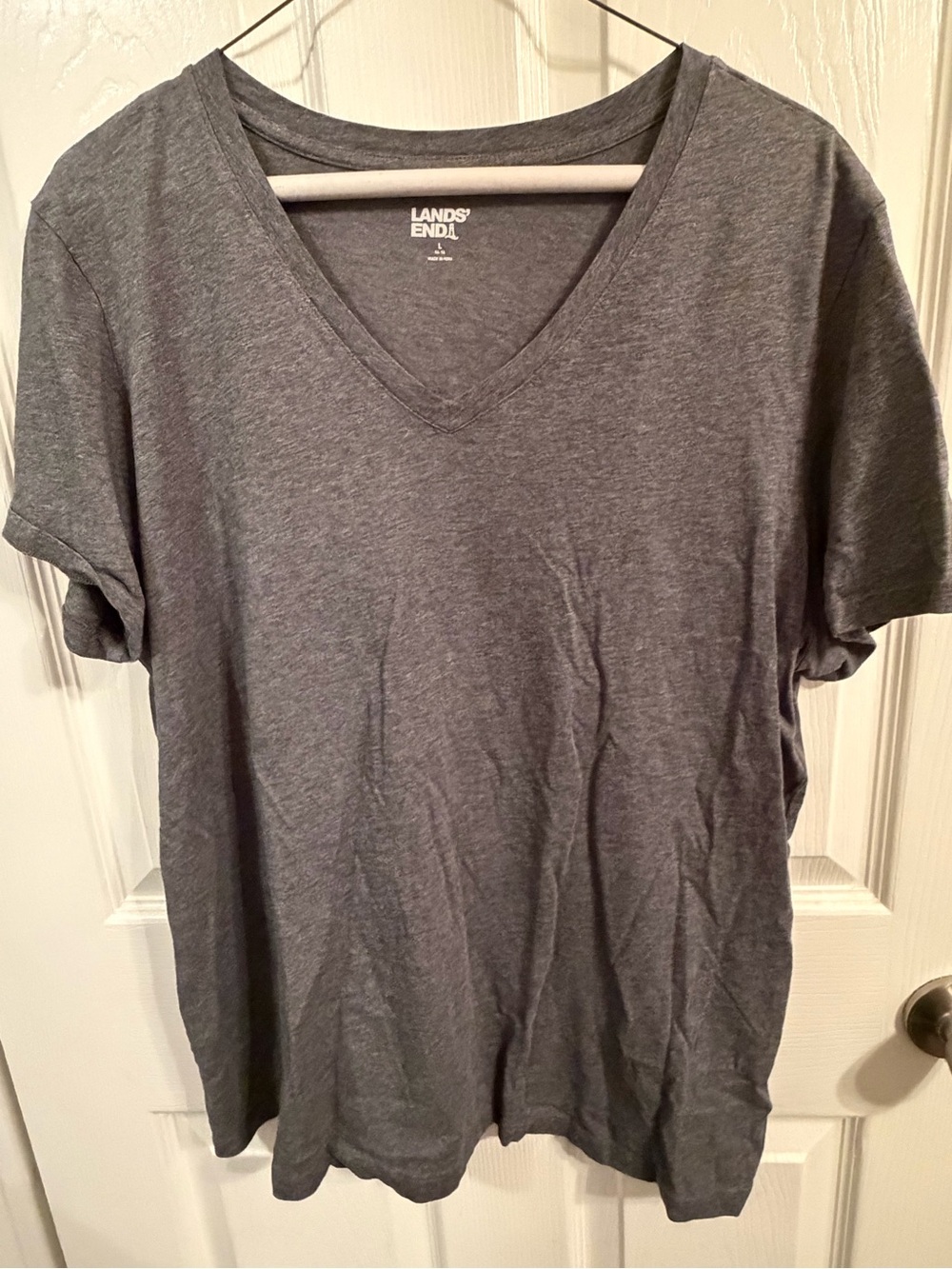 Lands' End Women’s Short-Sleeve V-Neck Tees (Heather Gray & Russet)